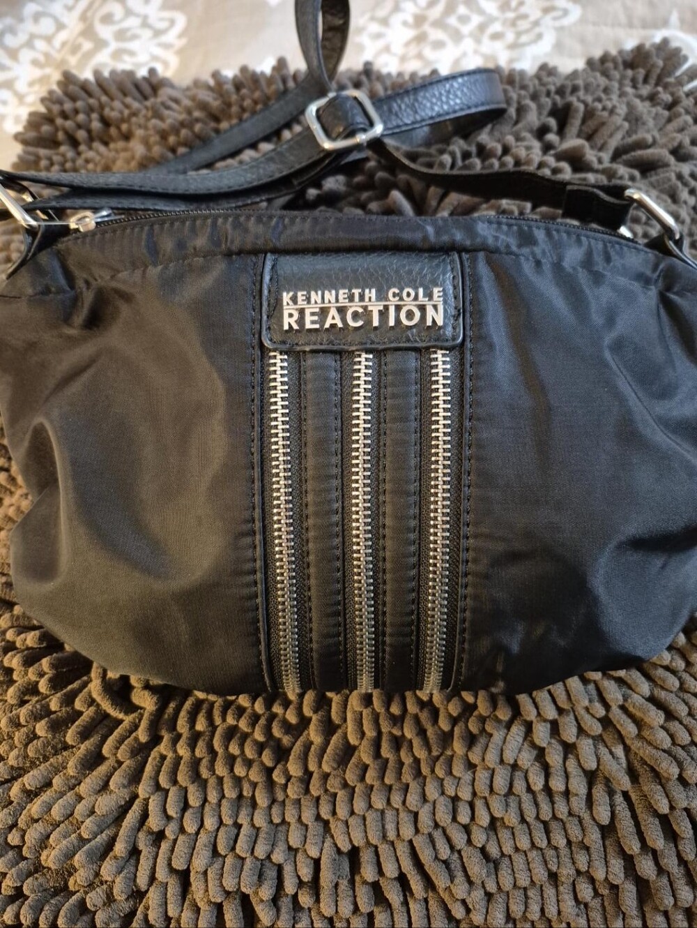 Kenneth Cole Reaction Black Nylon Crossbody Shoulder Bag